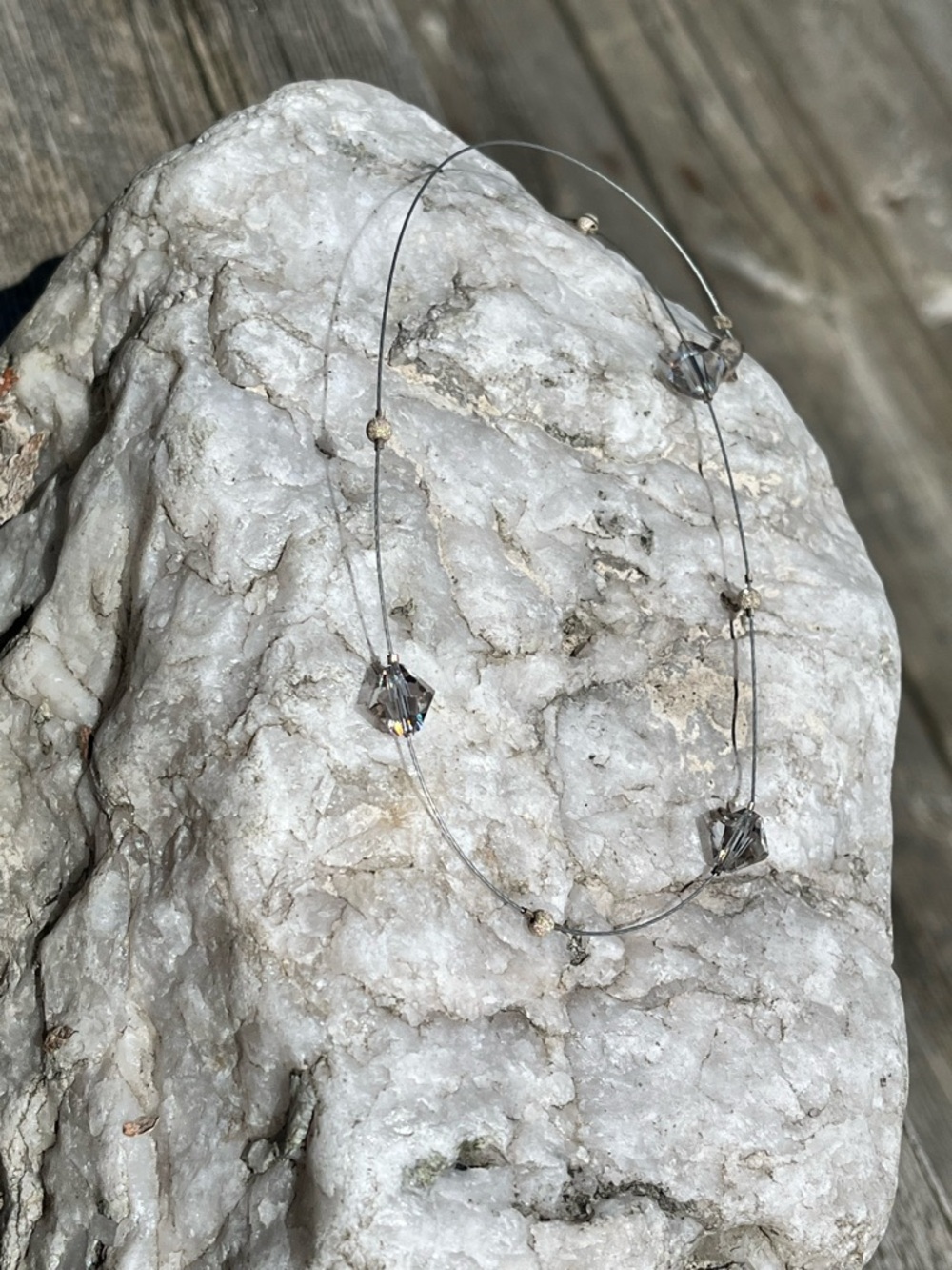 Handcrafted Swarovski Cantaloupe AB Necklace • Sterling Silver • 16.5